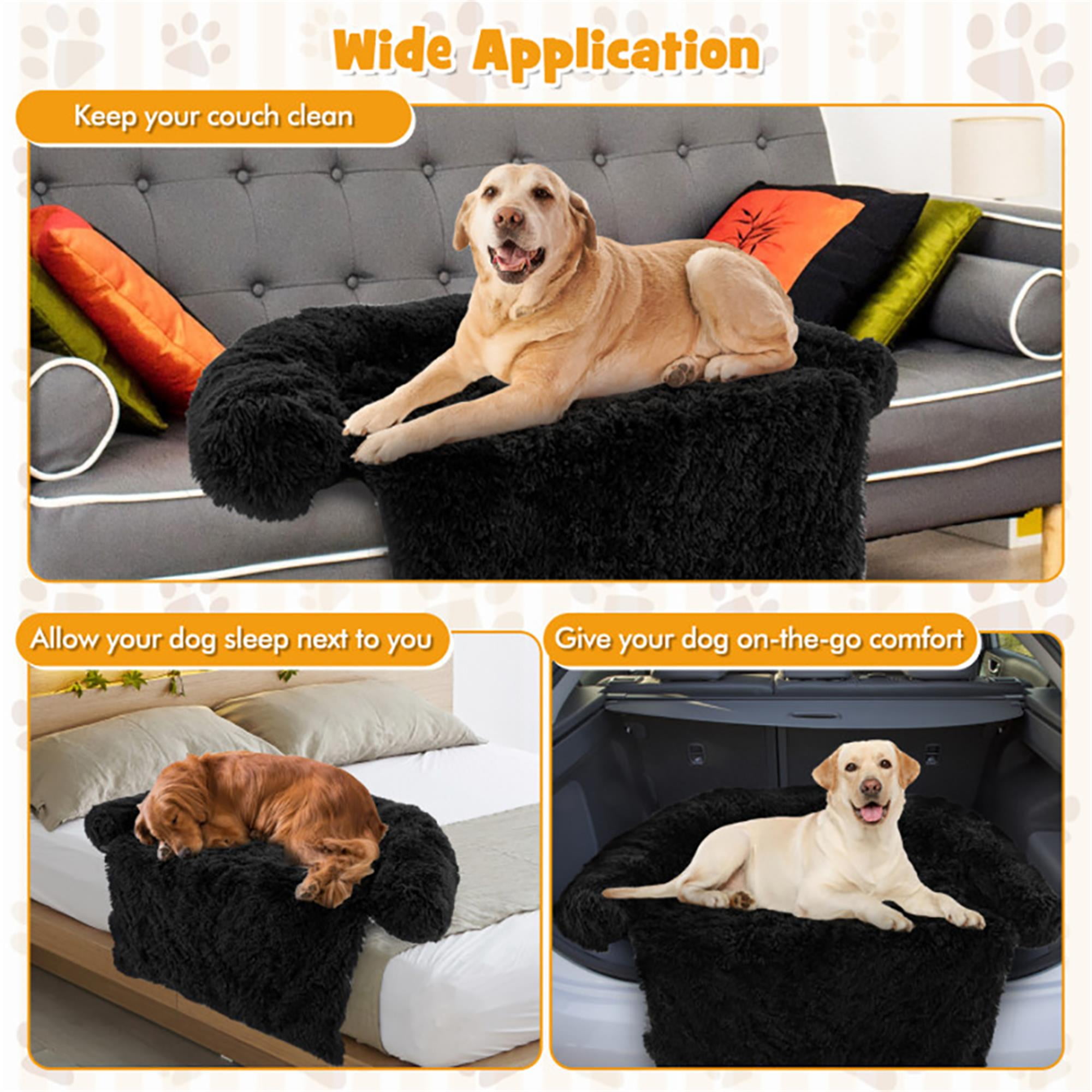 Kadyn 40" Dog Bed for Couch, Calming Dog Beds for Large Dogs, Fluffy Plush Bed for Pets, Anti Anxiety Dog Bed with Removable Cover, Black-S
