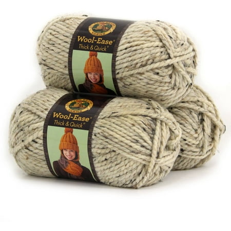 Lion Brand Wool Ease Thick and Quick Yarn, Wool/Acrylic Blend, Pack of 3