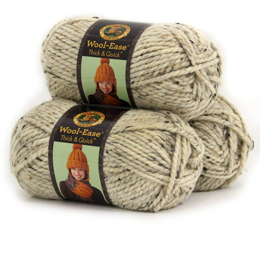 Lion Brand Yarn WoolEase Thick and Quick Oatmeal Classic Super Bulky