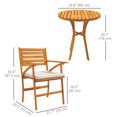 thumbnail image 3 of Outsunny 3 Piece Patio Set, Small Patio Table and Chairs w/ Cushions, Brown, 3 of 10