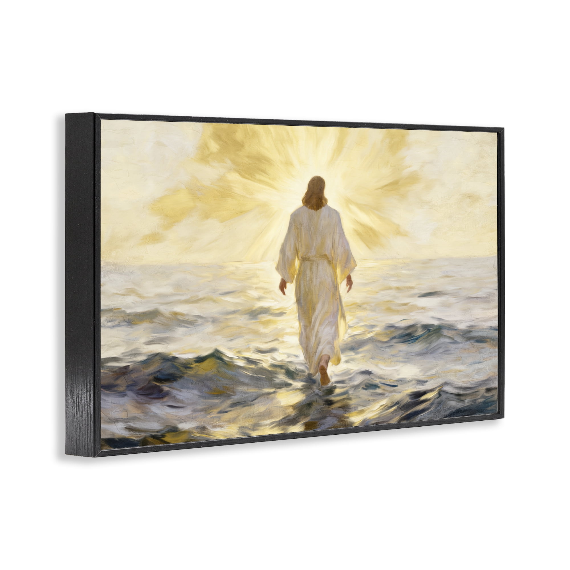 Stupell Industries Golden Walk Spiritual Figure Black Framed Giclee Art, design by Kim Allen