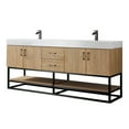 thumbnail image 2 of Vinnova Alistair 72" White Stone Top Oak Double Vanity Black Frame w/o Mirror, 2 of 16