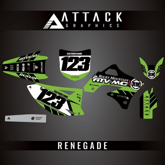 Attack Graphics Custom Renegade Complete Bike Graphics Kit for Kawasaki KX450F 2009