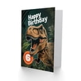 thumbnail image 2 of Artery8 Birthday Card Jurassic Dinosaur Roaring T-Rex Jungle 6th 6 Year Old For Child Kids Son Daughter Greeting Card, 2 of 3