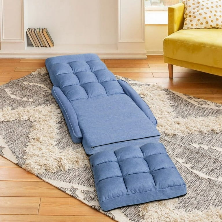 Folding Floor Massage Chair Lazy Sofa with Armrests Pillow Blue