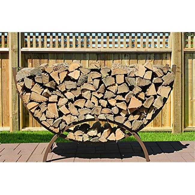 Medium Woodhaven Crescent Firewood Rack with Standard Cover Brown