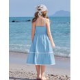thumbnail image 4 of Arshiner Girls Spaghetti Strap Dress Tiered Cami Maxi Sundress with Pockets | Girls Summer Dresses for Kids 6-14 Years, 4 of 5