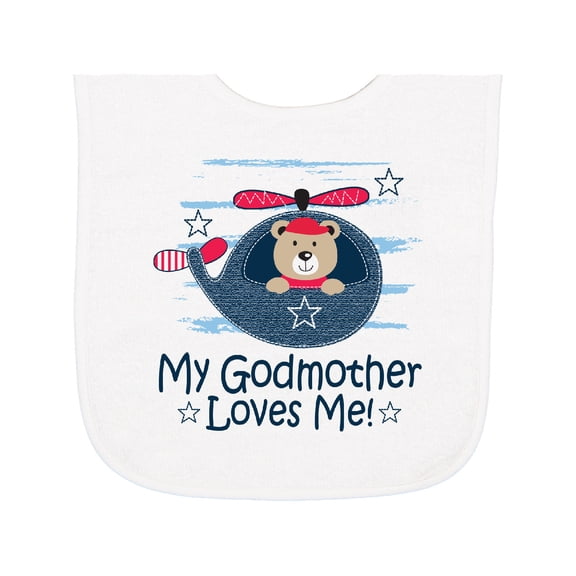 Inktastic My Godmother Loves Me Boys Baby Terry Cloth Bib