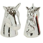 Metallic Silver Color Resin Unicorn Head Figurine Bank 6.5 Inches