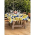 thumbnail image 3 of Outdoor Tablecloth with Umbrella Hole for Patio/Picnic/Party/Camping, Hand Drawn Lemon Waterproof Table Cloth Rectangle Table Cover Washable, Blue Leaves Summer Tropical Botanical (60"x 120"), 3 of 8