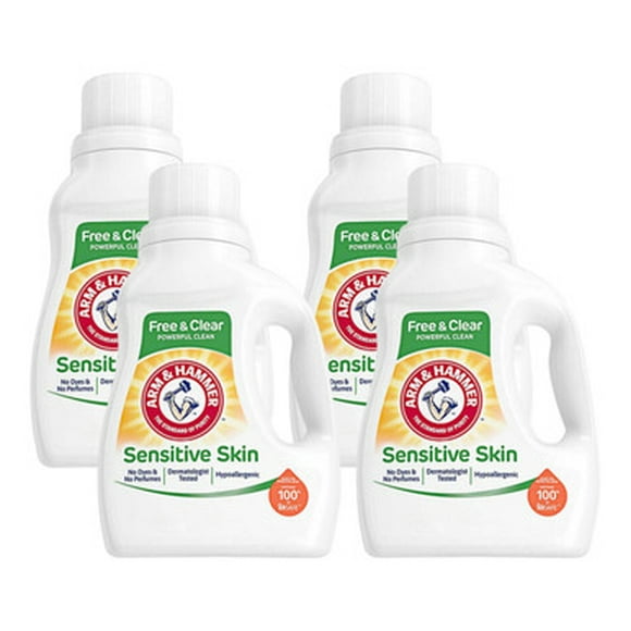 Arm & Hammer 144.5 oz. Perfume and Dye Free HE Liquid Laundry Detergent (Case of 4) - Gentle and Effective Cleaning