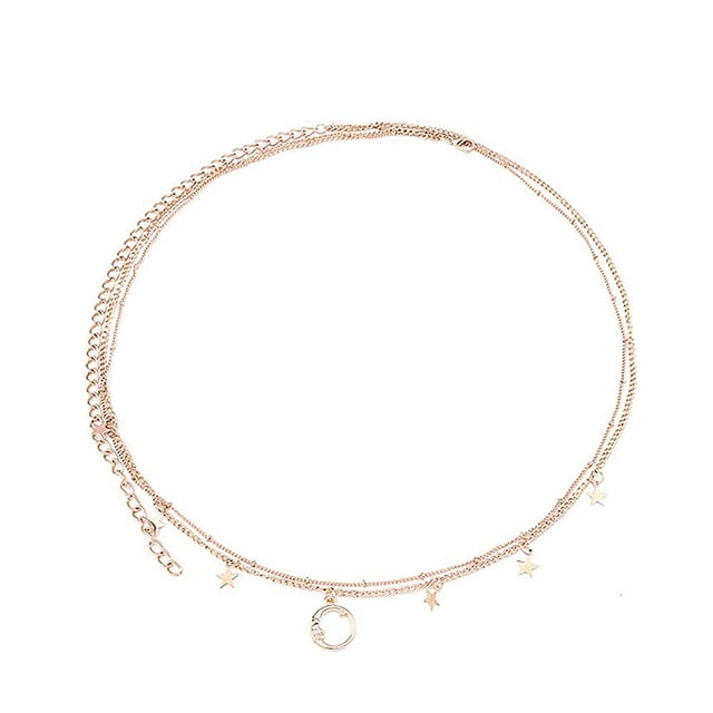 Golden Silvery Double Layer Bead Chain Ladies Waist Belt - 90cm, Fashionable & Comfortable