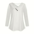 thumbnail image 4 of Luxalzxs Long Sleeve Shirts for Women Summer Button V-Neck Sexy Casual Tops Plus Size Solid Color Regular Blouse Tops Fall Clothes, 4 of 5