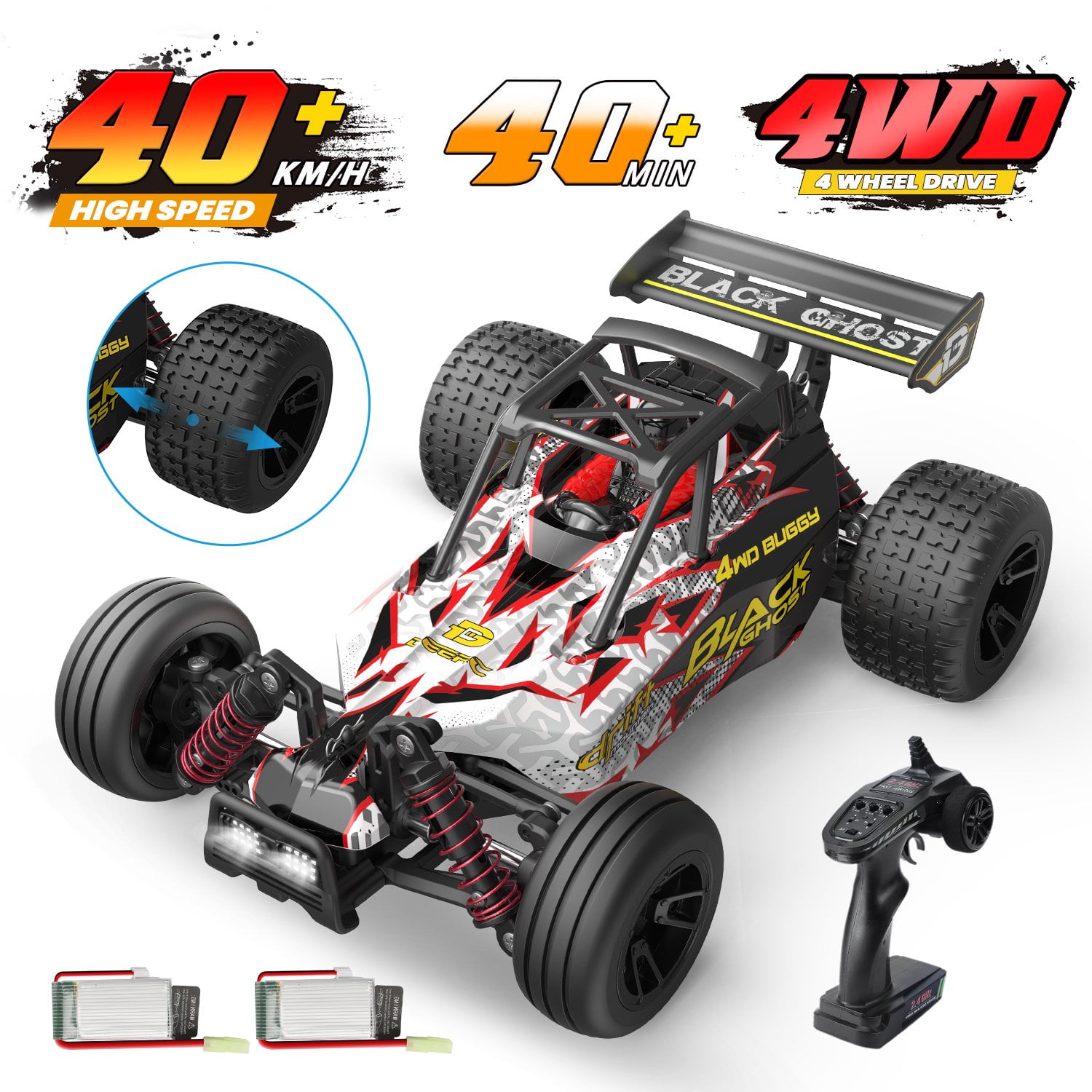 2 Batteries 2.4Ghz Remote Control RC Racing Cars High Speed for Kids Toys Gift 
