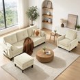 thumbnail image 2 of Soscana Corduroy Living Room Furniture Set,Convertible Sectional Sofa with Storage Ottoman & Accent Chair,3 Seat L Shaped Couch with Reversible Chaise & Side Pockets, for Living Room Office Apartment, 2 of 7