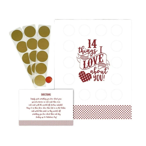 SLYNSHome Valentine's Day Gifts 14 Things We/I Love About You Scratch Off Cards,Valentine's Advent Calendar Couples Gift for Him Her Husband Wife