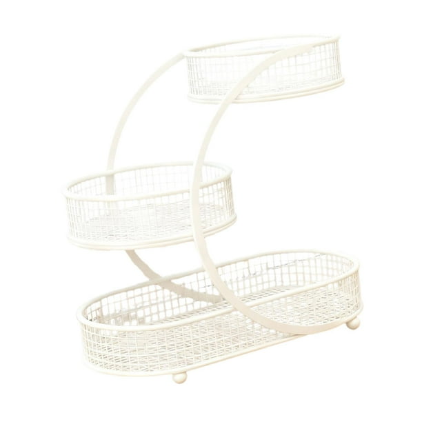Organizador de cestas de frutas, 3 niveles, frutero resistente, cuenco de almacenamiento decorativo para Blanco