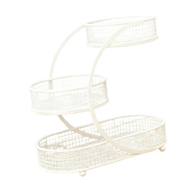 Cesta de frutas Bandeja de almacenamiento Cesta decorativa de metal para guardar verduras Frutero Blanco