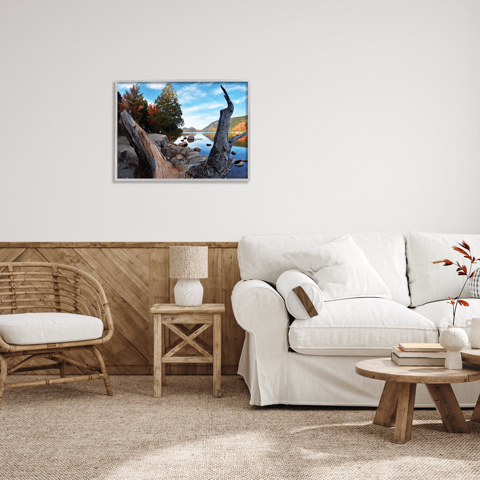 Stupell Industries Autumn Pond Photography Nature Photography Gray Framed Art Print Wall Art, 30 x 24