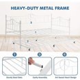 thumbnail image 3 of Twin Daybed with Trundle, Metal Trundle Bed, Sofa Bed Frame, Heavy Duty Metal Slats, for Living Room, Bedroom, Guest Room, Space Saving, White, 3 of 7