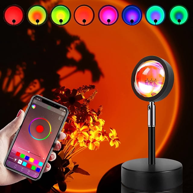 Sunset Lamp Projection LED Night Light Projector 180 Degree Rotation FYBTO tic Visual USB Port Million Colors Changing RGB Atmosphere Light for Bedroom Decor Photography with APP/Voice