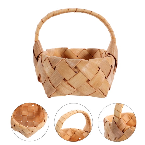 HOOWIFFY Woven Basket Decoration Mini Woven Fruit Basket Wood 1 Pc