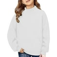 thumbnail image 3 of XIMIN Mock Neck Sweatshirt for Girl Kids Cotton Pullover Shirts Long Sleeve Turtleneck Casual Solid Color Pullover Girls Turtleneck for Autumn and Winter, 3 of 7