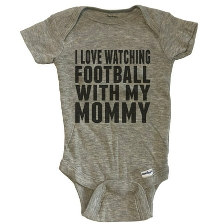 I Love Watching Football With My Mommy Baby Bodysuit - Grey