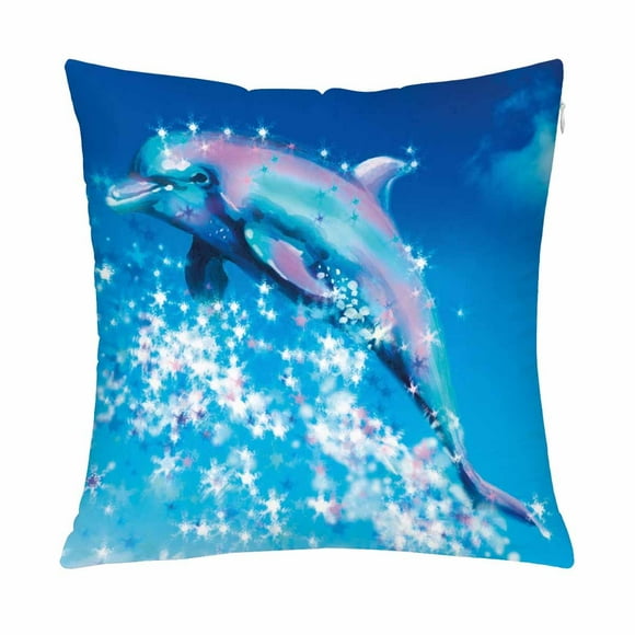 YUSDECOR Dolphin Jumping Pillow Covers Pillowcase Throw Pillows 18x18 inch