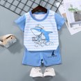 thumbnail image 2 of xaweyi Toddler Boys Summer Clothes Cartoon Print Short Sleeve Tee Elastic Shorts Set, 2 of 4