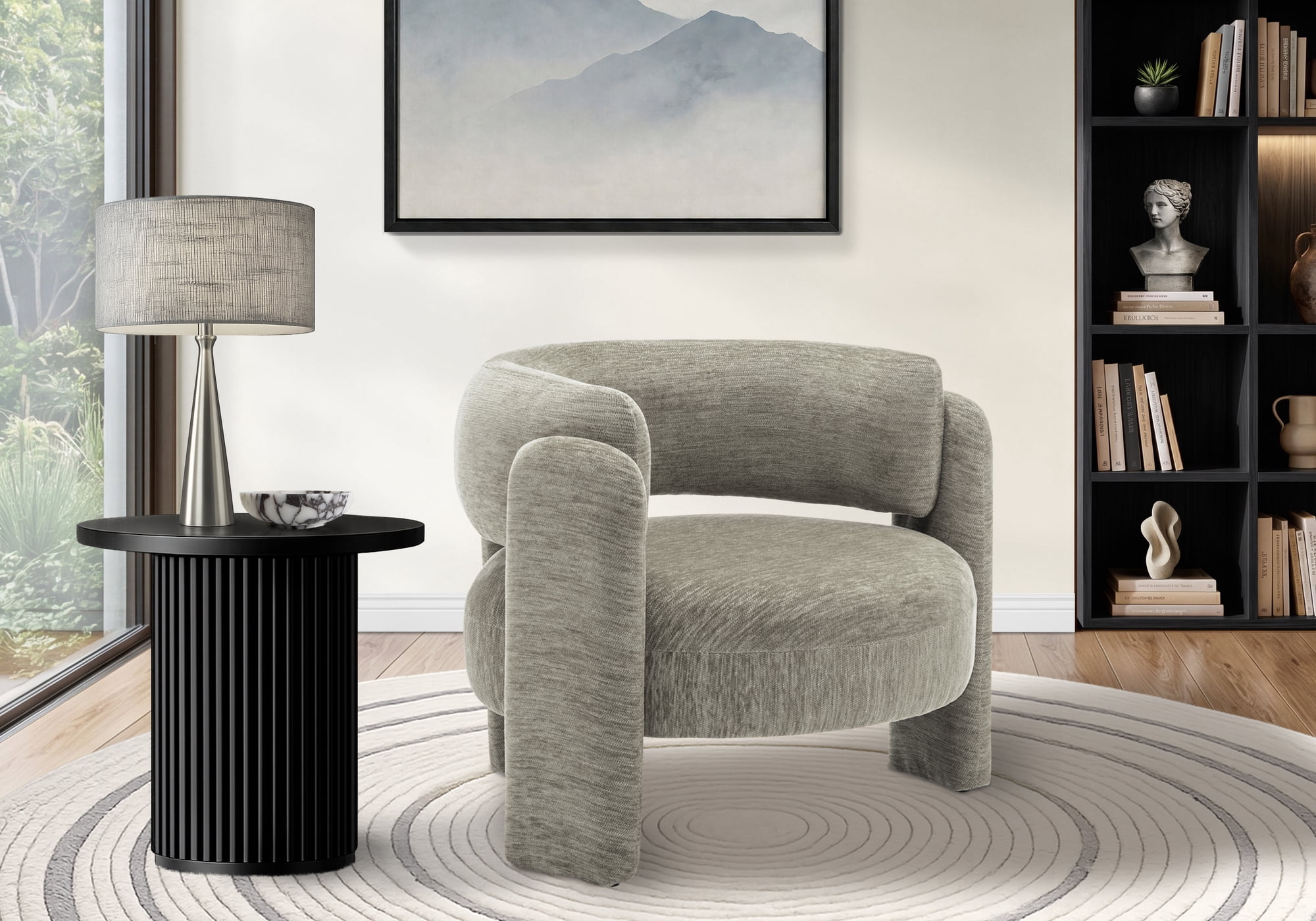 Monarch Specialties - I 8014 Accent Chair, 29"H, Upholstered, Living Room, Bedroom, Light Grey Fabric