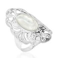 thumbnail image 4 of Vintage Filigree Swirl Beauty Oval White Mother of Pearl Sterling Silver Ring for Female Anniversary-9, 4 of 5
