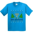 thumbnail image 3 of Inktastic Happy Chrismukkah Sweater Style with Menorah and Trees Youth T-Shirt, 3 of 5