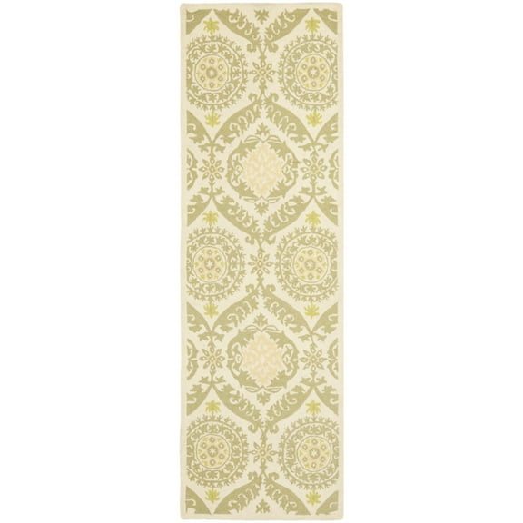 SAFAVIEH Chelsea Hollie Geometric Wool Area Rug, Beige/Green, 7'6" x 9'6" Oval