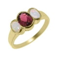 thumbnail image 1 of LBG British Made Real Solid 14k Yellow Gold Natural Garnet & Opal Womens Anniversary Ring - 33 size options - Size 6.25, 1 of 6
