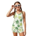 thumbnail image 3 of Xoenoiee Tropical Palm Leaves Print Girls Tankini Swimsuit Two Piece Swimsuits Breathable Bathing Suit Girls' Swimwear Tank Top and Swim Bottoms, Size 12-13 Years, 3 of 7