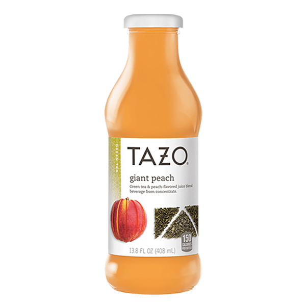 Tazo Giant Peach Green Tea 13.8 oz Glass Bottles Pack of 12