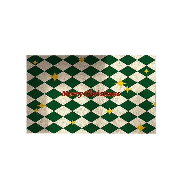 Ofertas de liquidación de decoraciones navideñas Alfombra a cuadros para puerta de entrada al aire libre Alfombra lavable para puerta de entrada Felpudos en capas para entrada de porche Alfombras