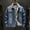 Blue, variant on UTTOASFAY Men Casual Denim Jacket and Velvet Stand-Collar Single-Breasted Jacket Coat Dark Blue 14(XXXXL)