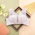thumbnail image 3 of Bigersell Padded Bra with Straps V-Neck Wire-Free Bra Support Women Double-Breasted Bra Sport Bra Style R-6 Basic Bra Strap Nylon Full-Coverage Bra Feature Everyday Bras Underwear Purple XL, 3 of 4