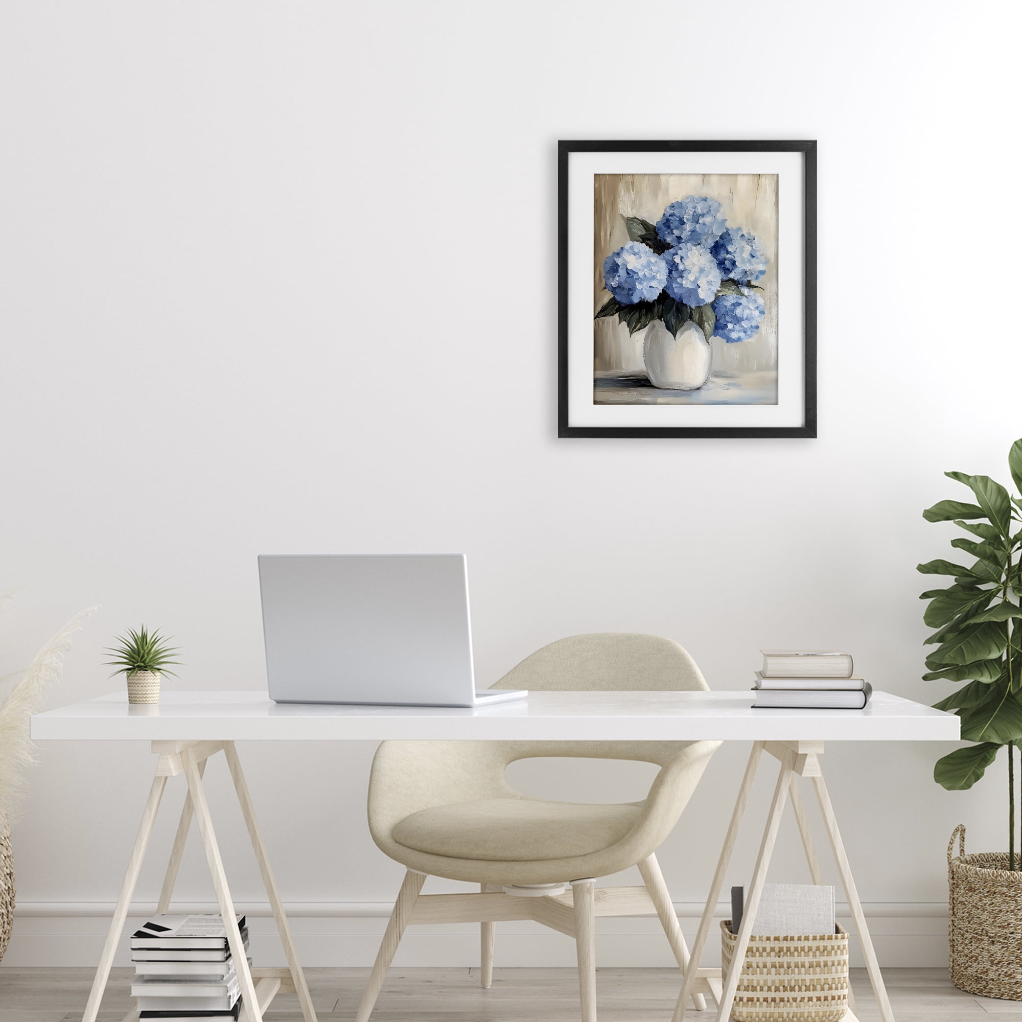 Stupell Industries Painted Hydrangeas in White Vase Black Framed Print Under Glass, design by Creative Studio