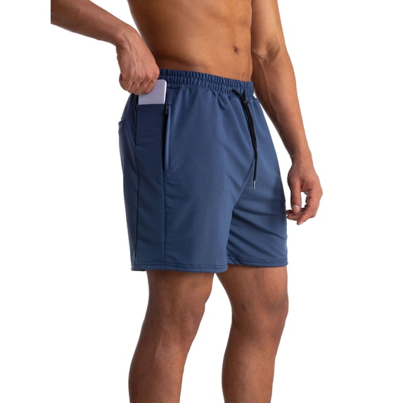 Hanerdun Men Sport Shorts Male Gym Pants Basketball Activewear with Pockets Navy Blue 2XL
