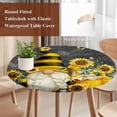 thumbnail image 4 of Yellow Sunflower Round Tablecloth, Fitted Table Cover with Elastic for 55"-60" Round Tables, Farmhouse Vintage Bees Gnomes Table Cloth Outdoor Indoor Dinning Party Waterproof Tablecloths, 4 of 7