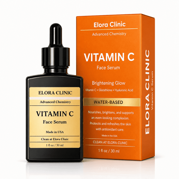 Elora Clinic Vitamin C Serum with Hyaluronic Acid– brightening and pore minimizer – Advanced Vitamin c with glow and hydration