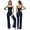 Dark Blue, variant on PISONIC Womens Workout Sets Two Piece Spaghetti Straps Crop Top Matching Straight Leg Pants Gym Work Pilates Outfits