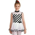 thumbnail image 6 of CHICTRY Kids Girls Striped Candy Cane Leotard Dress Tiered Tulle Skirt Jumpsuit Figure Skating Costume Black 8, 6 of 7