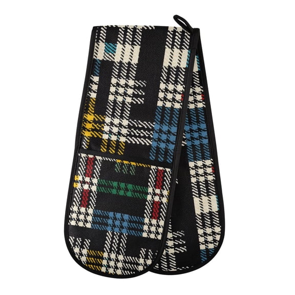 Dailycode Double Sided Oven Mitt with Loop Heat Resistant Kitchen Long Potholders 7" x 35" Multicolored Scottish Tartan
