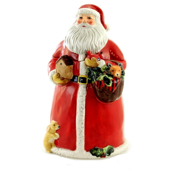 Tabletop Magic Christmas 3D Cookie Jar Earthenware Santa Cardinal Rabbit 28297