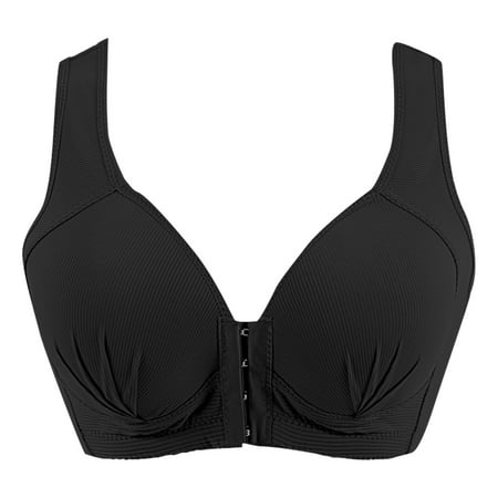 

BIZIZA Women Bralette 18 Hour Support Full Coverage Push Up Adjustable Straps Womens Bra Black 36