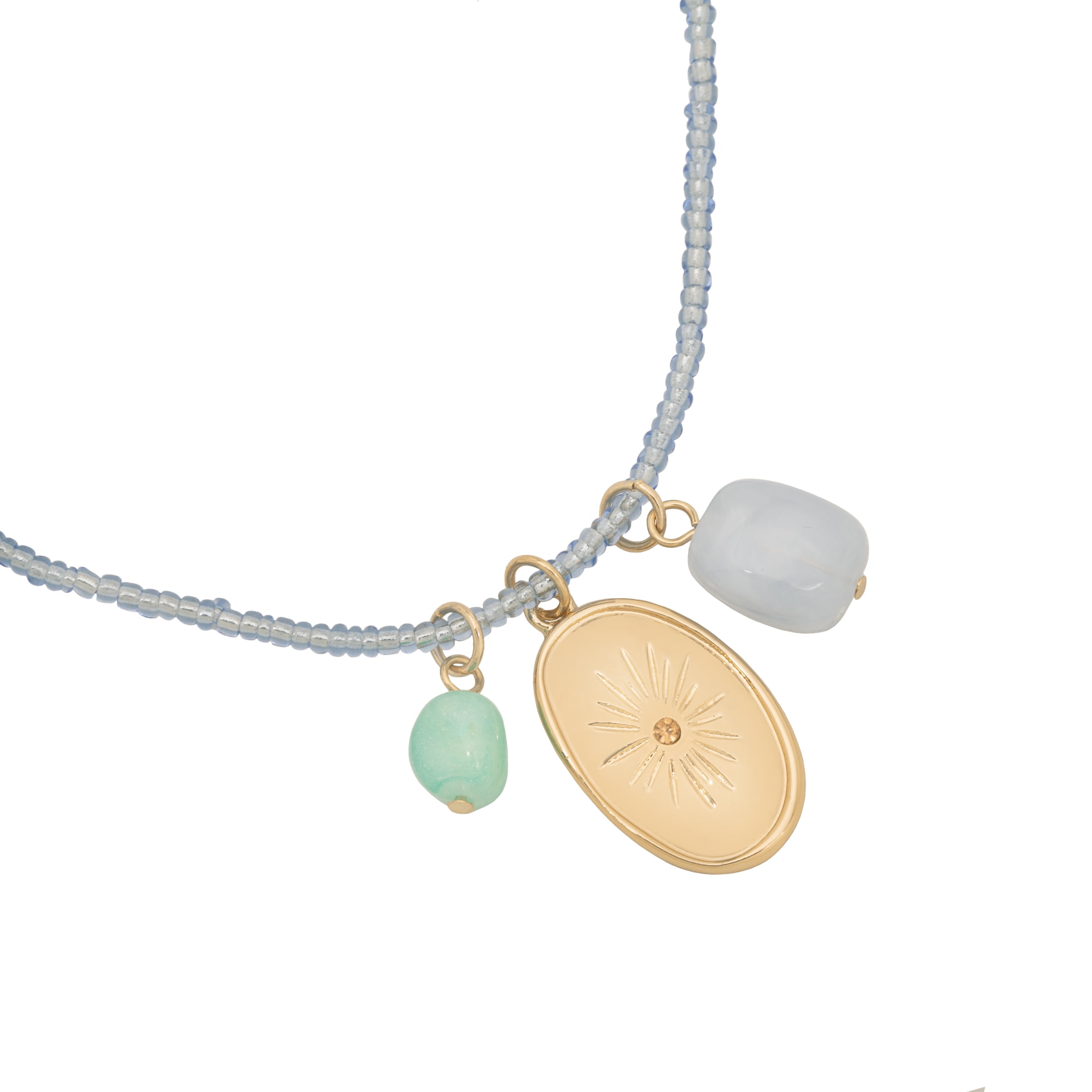 Time and Tru Women’s Gold Tone Beaded Necklace with Mixed Charms